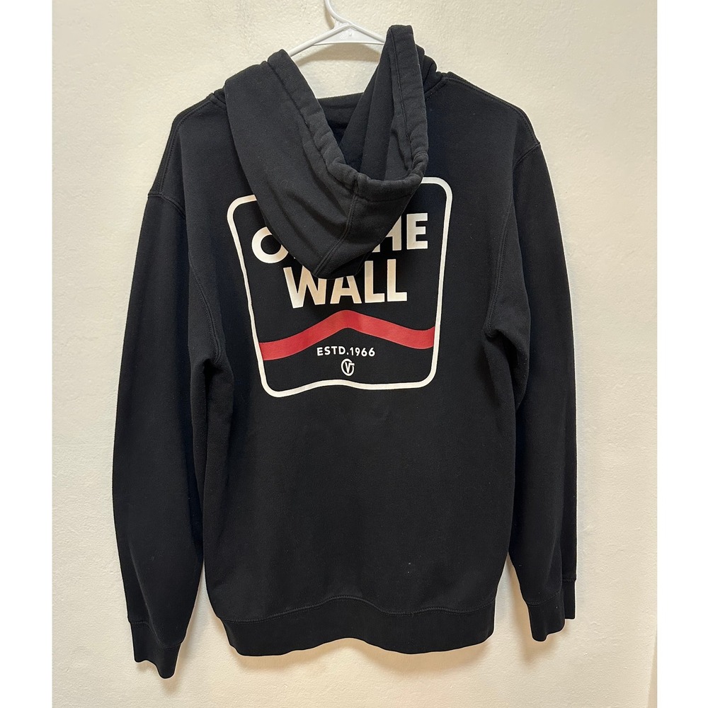 Vans Off The Wall Hoodie Mens Small Black Graphic‎ Pullover Sweatshirt - Picture 6 of 9